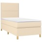 Boxspringbett mit Matratze & LED Creme 100x200 cm Stoff