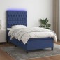 Boxspringbett mit Matratze & LED Blau 80x200 cm Stoff