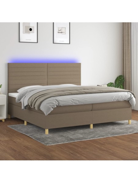 Boxspringbett mit Matratze & LED Taupe 200x200 cm Stoff