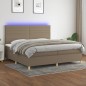 Boxspringbett mit Matratze & LED Taupe 200x200 cm Stoff