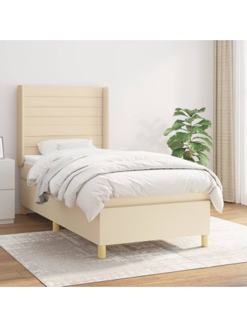 Boxspringbett mit Matratze Creme 90x190 cm Stoff