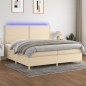 Boxspringbett mit Matratze & LED Creme 200x200 cm Stoff