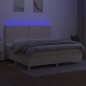 Boxspringbett mit Matratze & LED Creme 200x200 cm Stoff