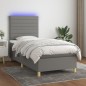 Boxspringbett mit Matratze & LED Dunkelgrau 100x200 cm Stoff