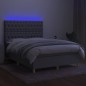 Boxspringbett mit Matratze & LED Hellgrau 140x190 cm Stoff