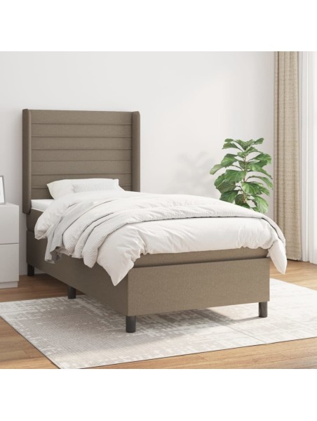 Boxspringbett mit Matratze Taupe 100x200 cm Stoff