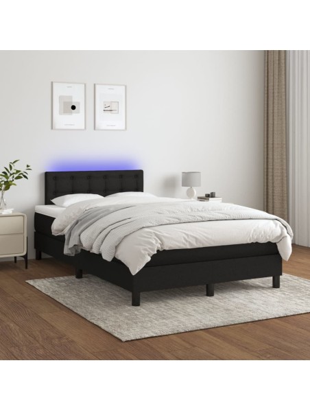 Boxspringbett mit Matratze & LED Schwarz 120x200 cm Stoff