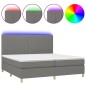 Boxspringbett mit Matratze & LED Dunkelgrau 200x200 cm Stoff