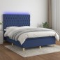 Boxspringbett mit Matratze & LED Blau 140x200 cm Stoff