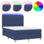 Boxspringbett mit Matratze & LED Blau 140x200 cm Stoff