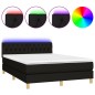 Boxspringbett mit Matratze & LED Schwarz 140x190 cm Stoff