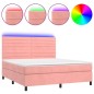 Boxspringbett mit Matratze & LED Rosa 180x200 cm Samt