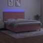 Boxspringbett mit Matratze & LED Rosa 180x200 cm Samt