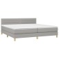 Boxspringbett mit Matratze & LED Hellgrau 200x200 cm Stoff