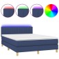 Boxspringbett mit Matratze & LED Blau 140x190 cm Stoff