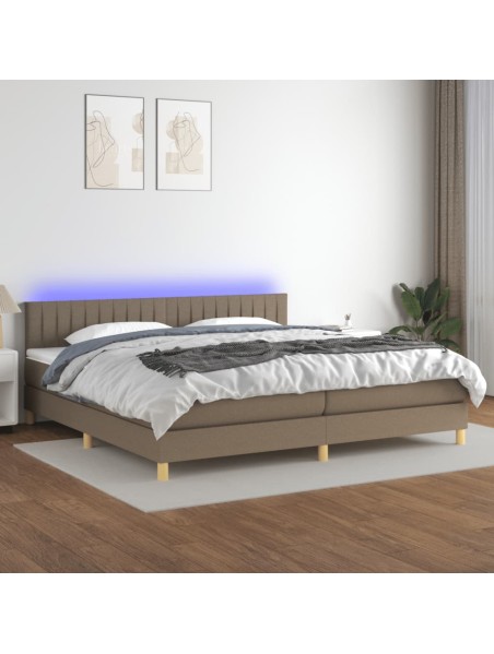 Boxspringbett mit Matratze & LED Taupe 200x200 cm Stoff