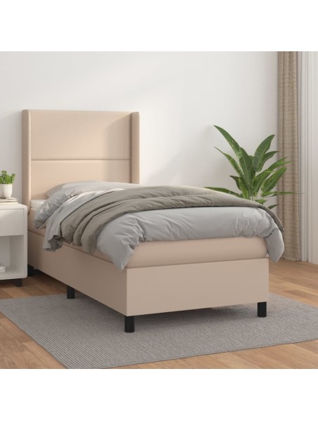 Boxspringbett mit Matratze Cappuccino-Braun 80x200cm Kunstleder