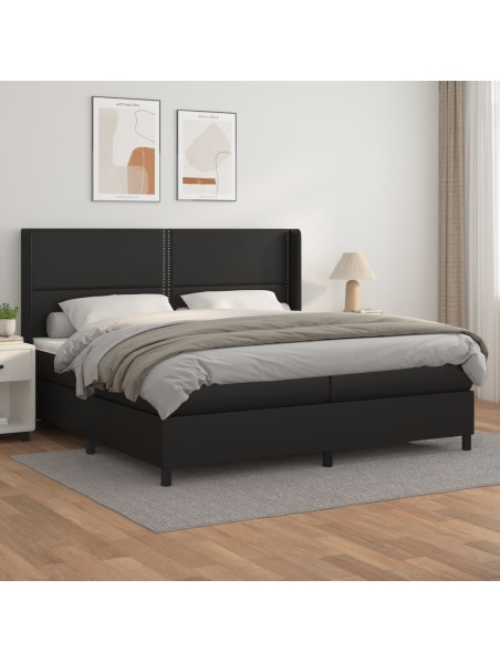 Boxspringbett mit Matratze Schwarz 200x200 cm Kunstleder