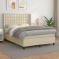 Boxspringbett mit Matratze Creme 140x200 cm Kunstleder