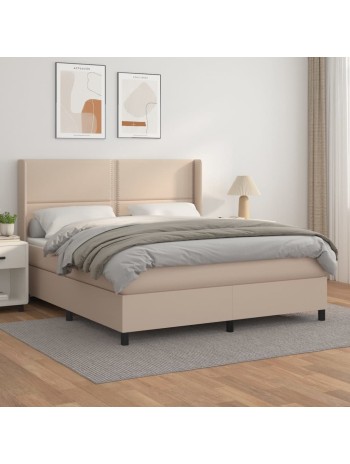 Boxspringbett Matratze Cappuccino-Braun 160x200 cm Kunstleder