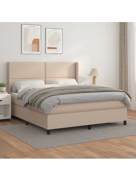 Boxspringbett Matratze Cappuccino-Braun 160x200 cm Kunstleder