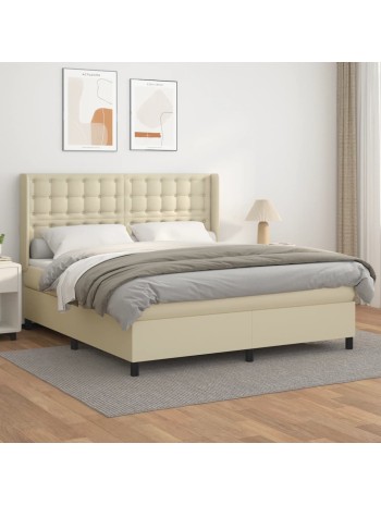 Boxspringbett mit Matratze Creme 180x200 cm Kunstleder