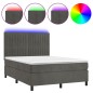 Boxspringbett mit Matratze & LED Dunkelgrau 140x190 cm Samt