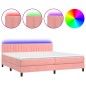 Boxspringbett mit Matratze & LED Rosa 200x200 cm Samt