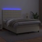 Boxspringbett mit Matratze & LED Creme 140x200 cm Kunstleder