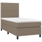 Boxspringbett mit Matratze & LED Taupe 90x190 cm Stoff