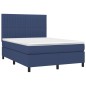 Boxspringbett mit Matratze & LED Blau 140x190 cm Stoff