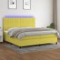 Boxspringbett mit Matratze & LED Grün 200x200 cm Stoff