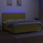 Boxspringbett mit Matratze & LED Grün 200x200 cm Stoff