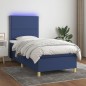 Boxspringbett mit Matratze & LED Blau 90x200 cm Stoff