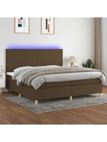 Boxspringbett mit Matratze & LED Dunkelbraun 200x200 cm Stoff