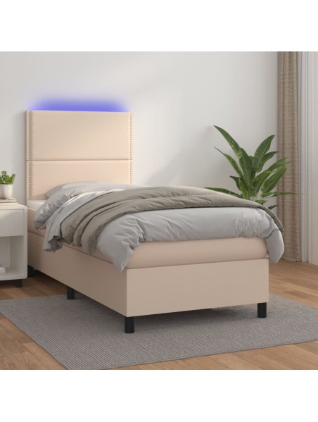 Boxspringbett mit Matratze & LED Cappuccino-Braun 80x200cm