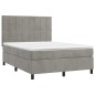 Boxspringbett mit Matratze & LED Hellgrau 140x190 cm Samt