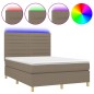 Boxspringbett mit Matratze & LED Taupe 140x190 cm Stoff