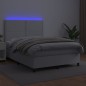 Boxspringbett mit Matratze & LED Weiß 140x190 cm Kunstleder