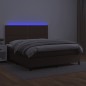 Boxspringbett mit Matratze & LED Braun 140x190 cm Kunstleder