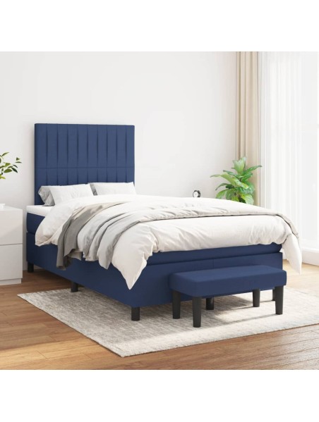 Boxspringbett mit Matratze Blau 120x200 cm Stoff