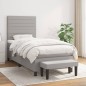 Boxspringbett mit Matratze Hellgrau 90x190 cm Stoff