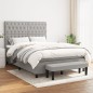 Boxspringbett mit Matratze Hellgrau 140x190 cm Stoff