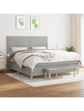 Boxspringbett mit Matratze Hellgrau 180x200 cm Stoff