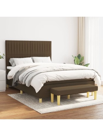 Boxspringbett mit Matratze Dunkelbraun 140x200 cm Stoff