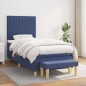 Boxspringbett mit Matratze Blau 100x200 cm Stoff