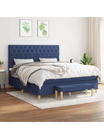 Boxspringbett mit Matratze Blau 160x200 cm Stoff