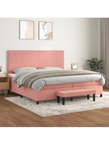 Boxspringbett mit Matratze Rosa 200x200 cm Samt