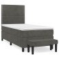 Boxspringbett mit Matratze Dunkelgrau 90x200 cm Samt