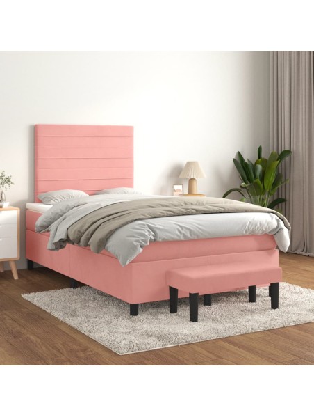 Boxspringbett mit Matratze Rosa 120x200 cm Samt